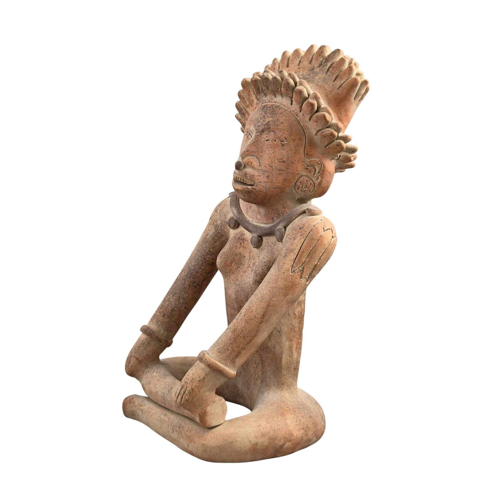 photo furniture Large Decorative Jama Coaque Style Seated Figure Sculpture C.20th Century