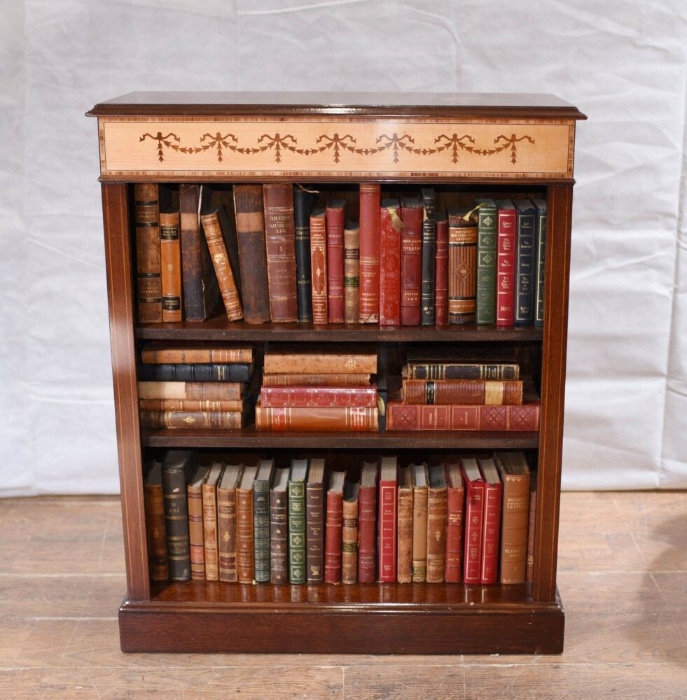 photo vintage Pair Regency Bookcases   Mahogany Open Front Sheraton Inlay Bespoke