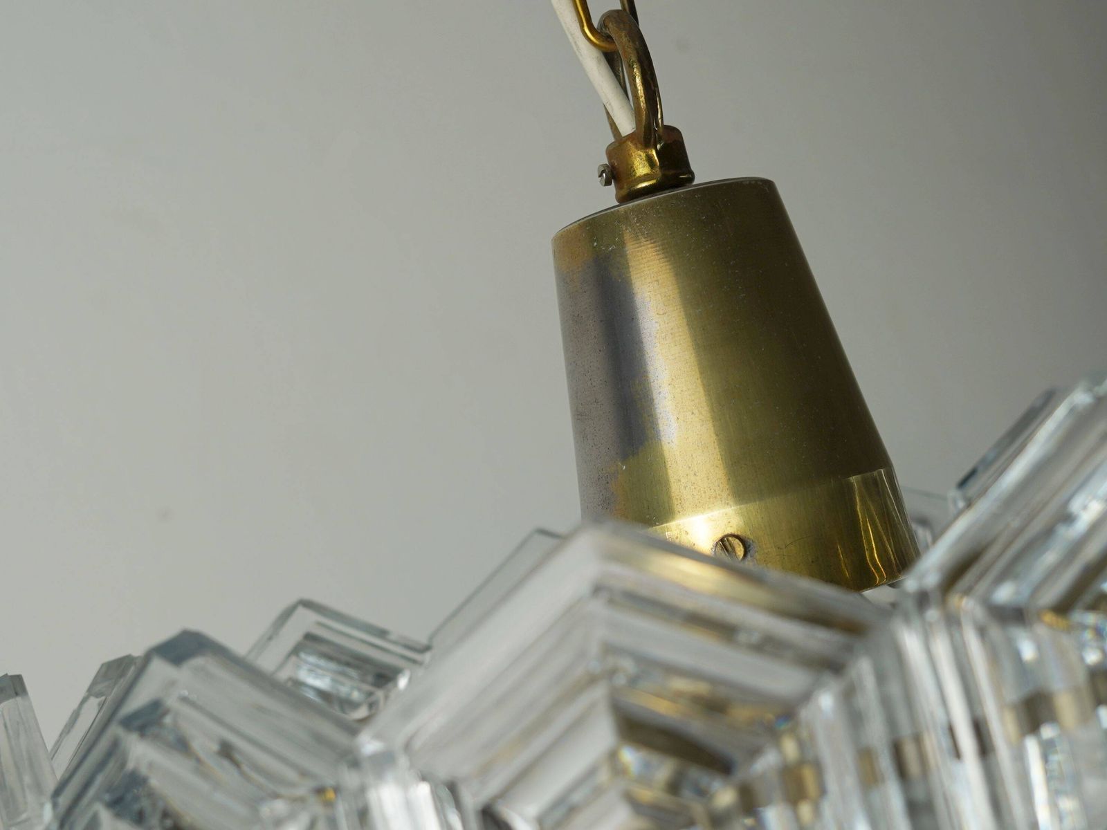 Mid Century Style 3 Tier Pendant Light With 27 Hexagonal Glass Panels From The 1960s 70s. photo Lighting