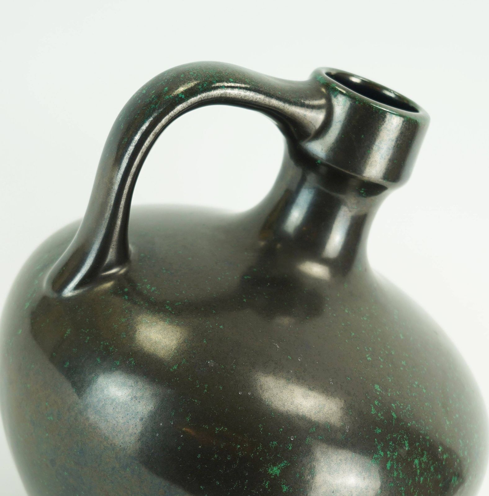 Vase mid-century Ruscha noir et vert, modèle 340, par Kurt Tschoerner photo vintage