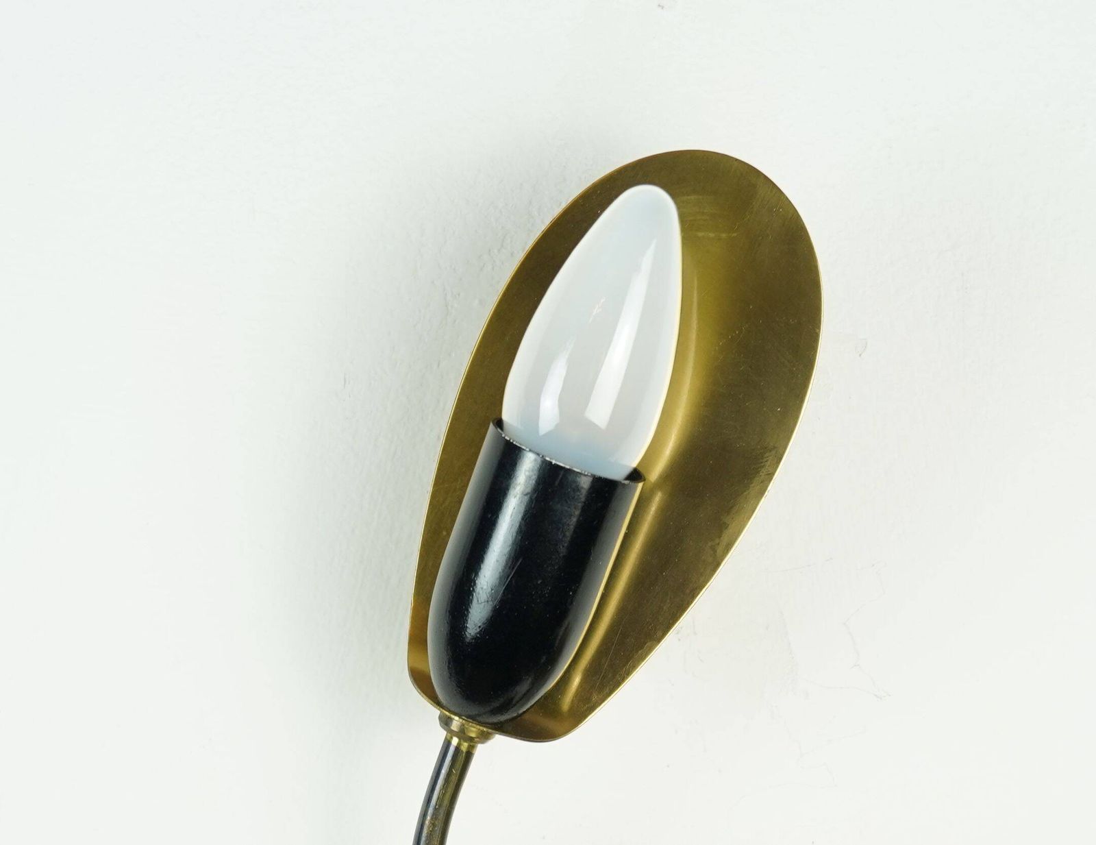 Pair Of 1950s Mid Century Sconces Wall Lamps Brass Black Metal photo furniture