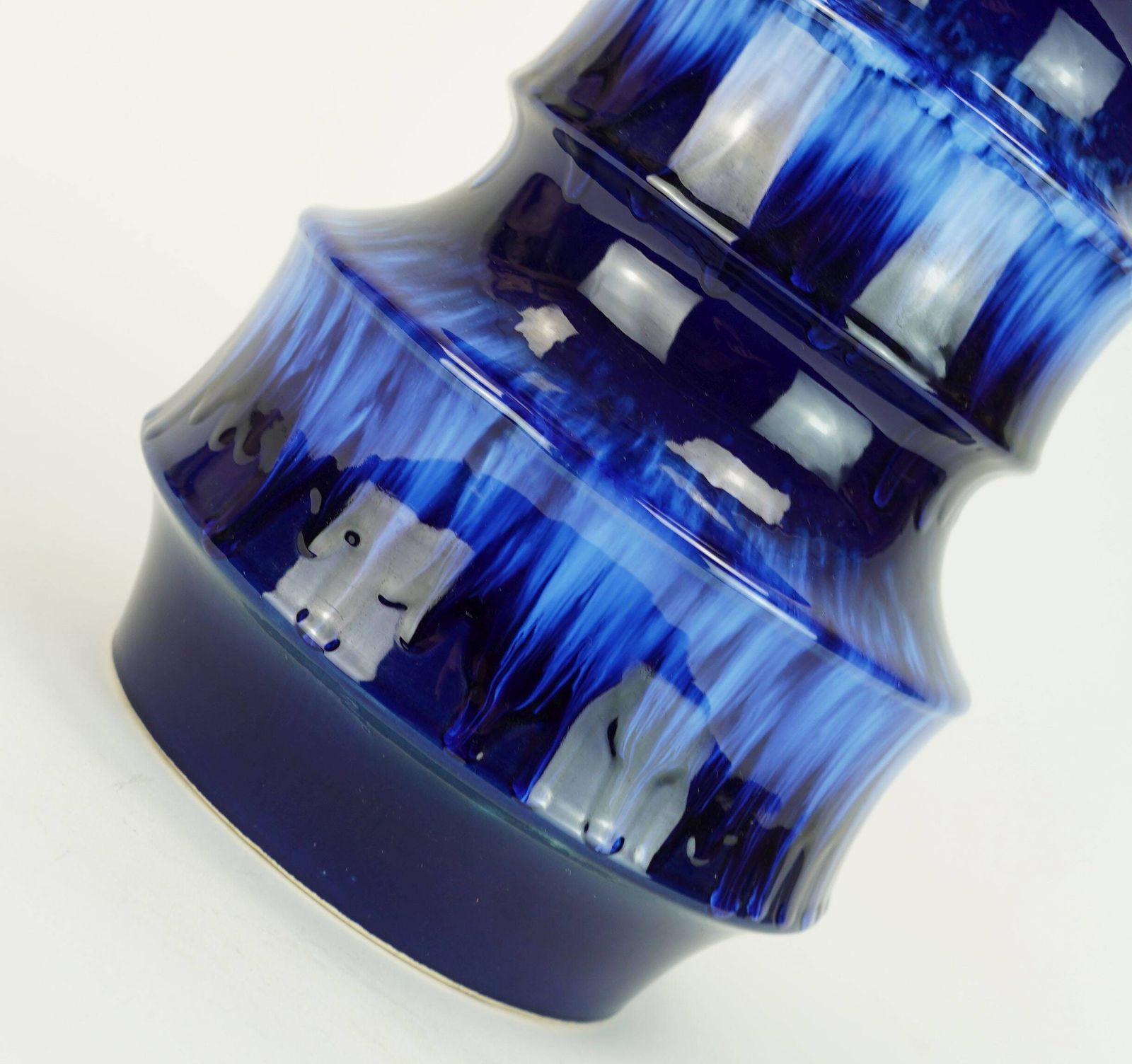Scheurich Ceramic Floorvase Drip Glaze Different Shades Of Blue 60s/70s photo vintage