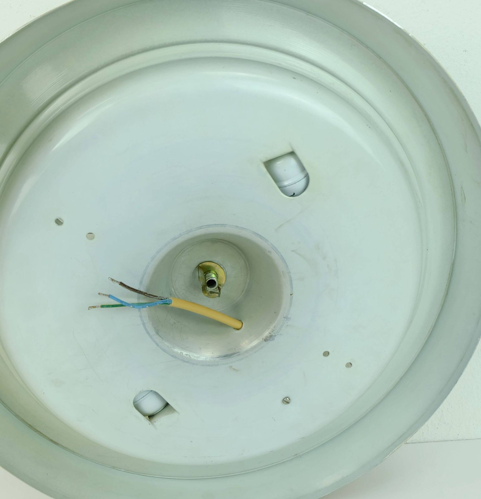 Mid-Century plafondlamp, opbouwmontage, gestructureerd glas en aluminium, jaren 1970 photo vinterior