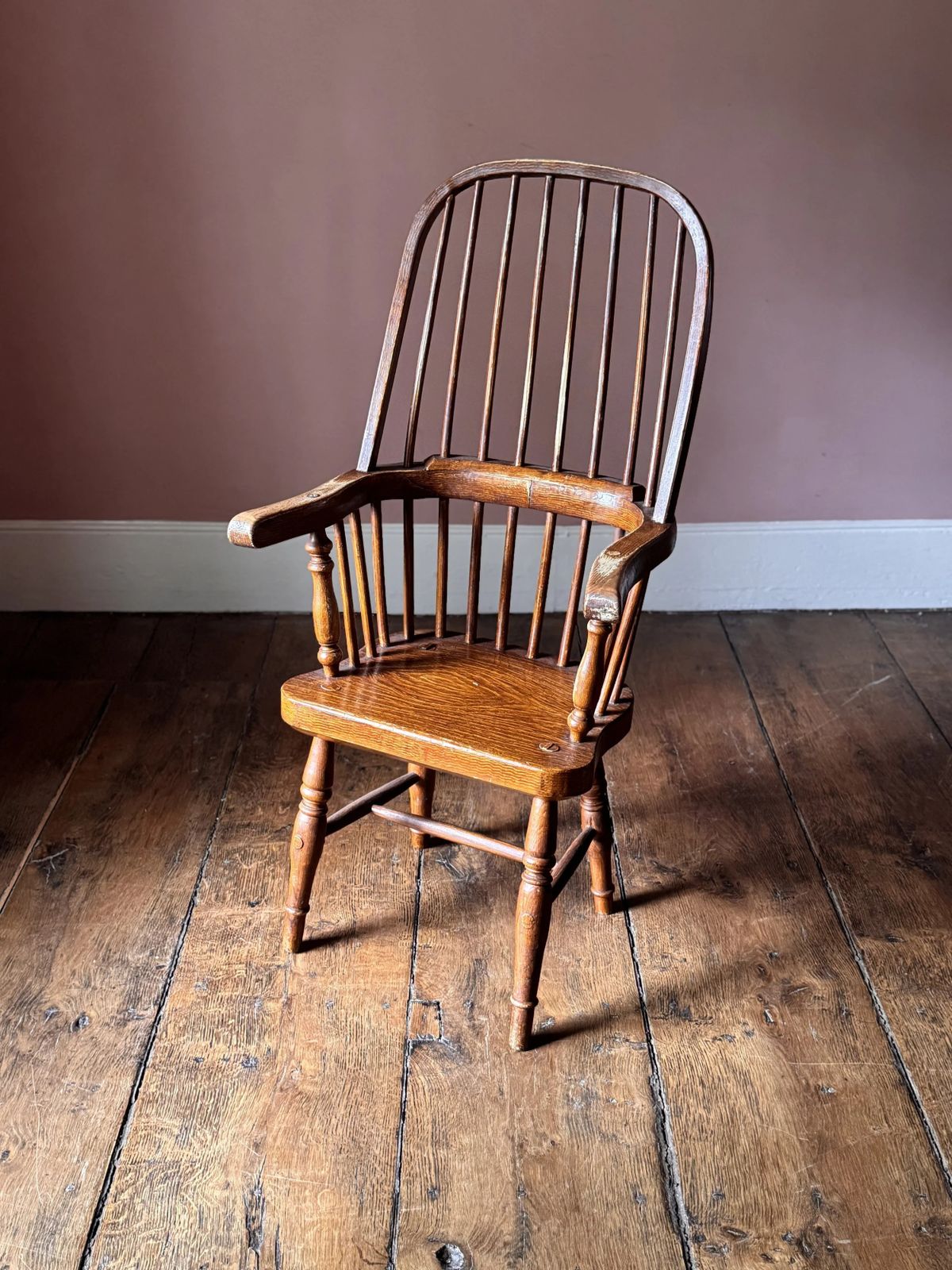 Furniture 19th Century Welsh Stick Chair With Original Scumble Paint Finish photo
