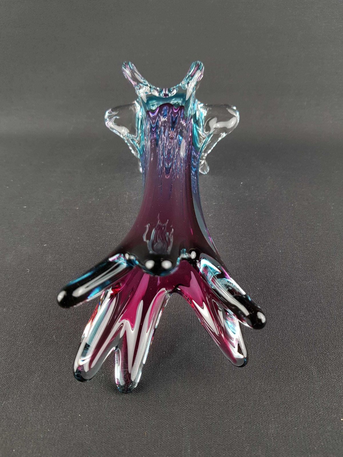 photo furniture Vintage Murano Sommerso Glazen Vaas, Paars En Turquoise, Italiaans Kunstglas, Ca. Jaren 1960–1970