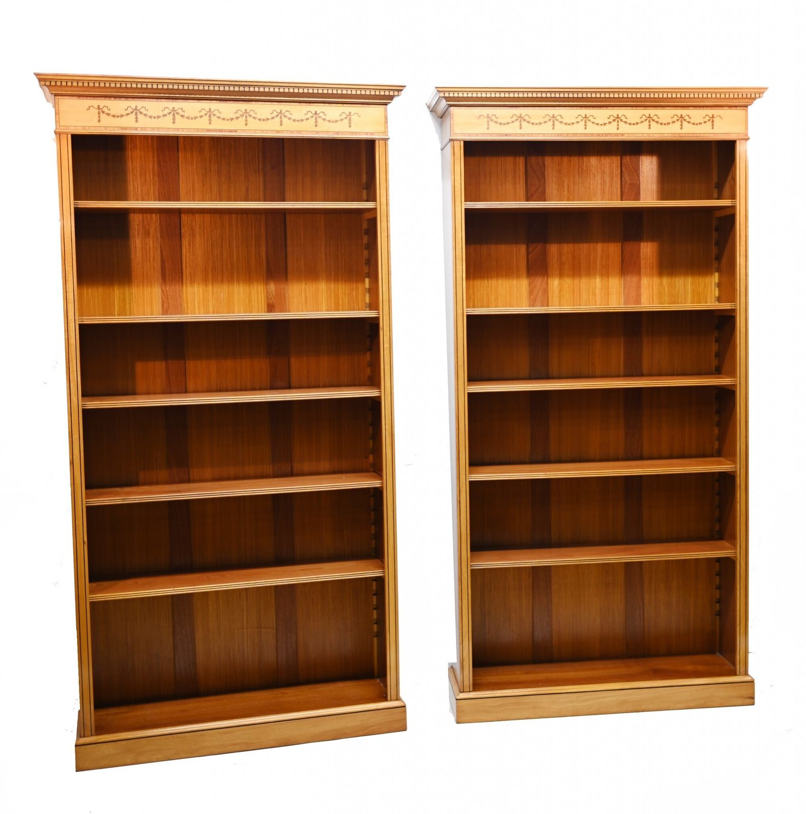 Pair Regency Bookcases   Open Sheraton Satinwood 7 Ft Bespoke photo Furniture