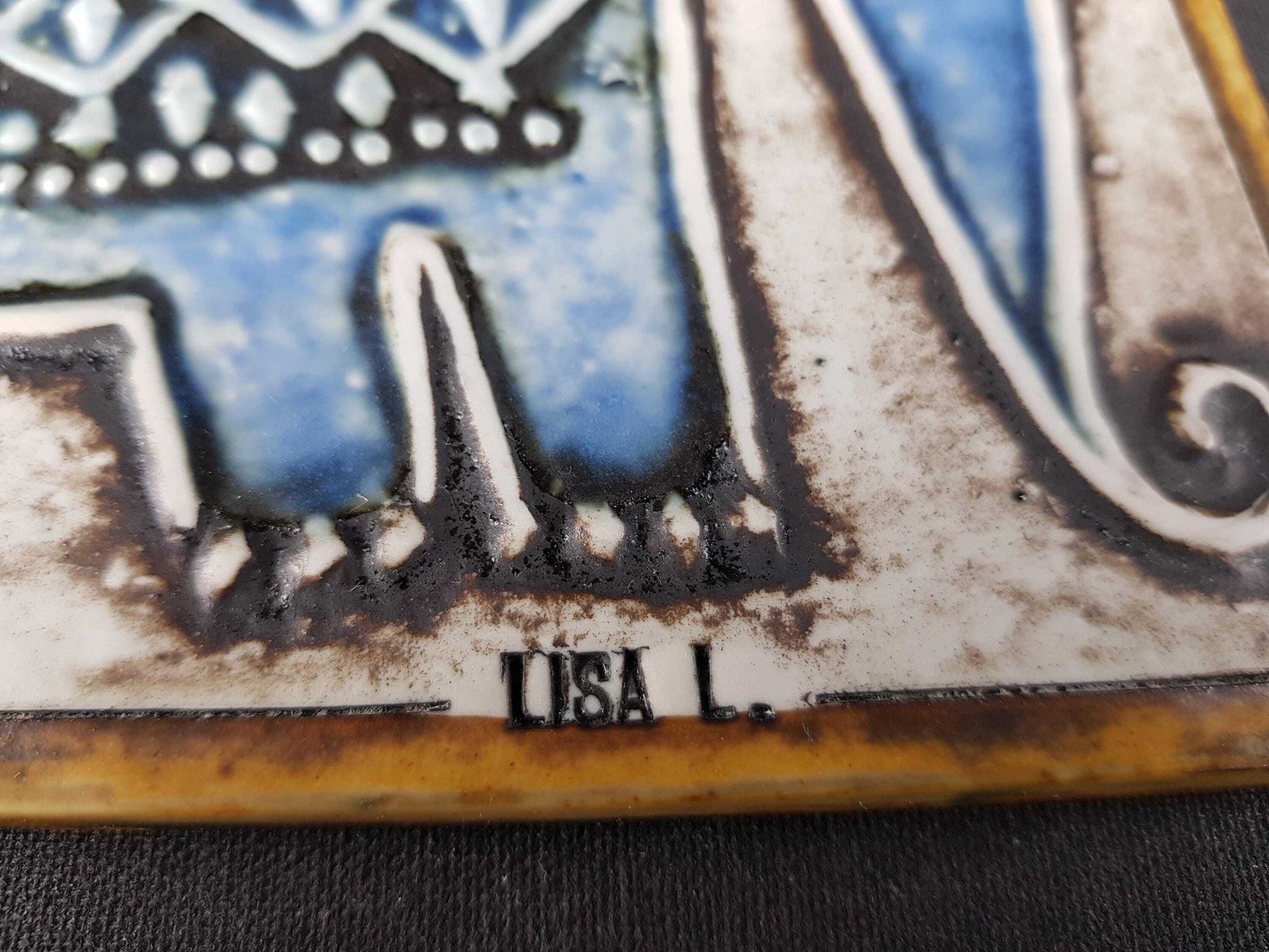 Vintage Lisa Larson For Gustavsberg, Tile With Elephant From The Unik Series Sweden 1962 1967s photo buy