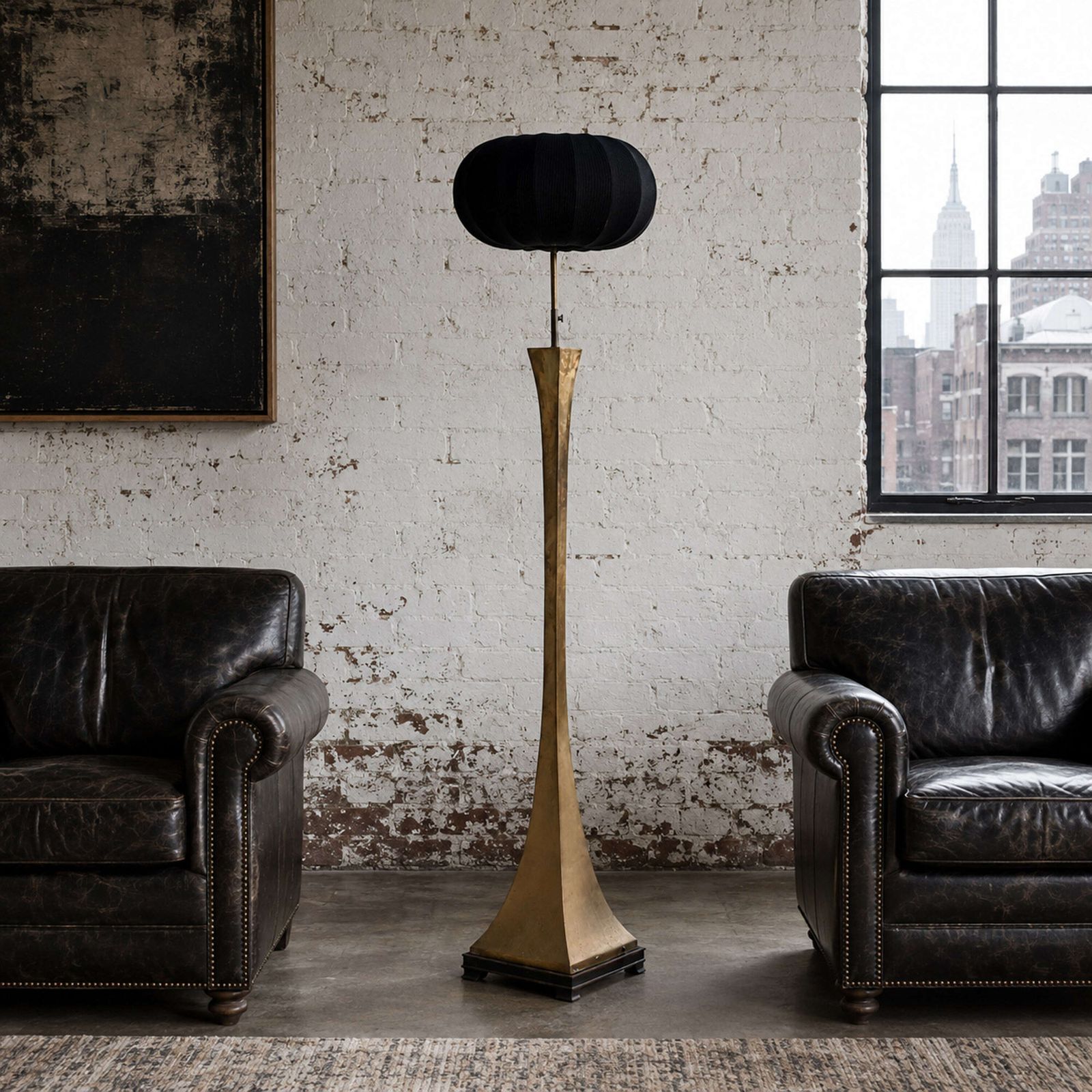 Stewart Ross James Brass Sculptural Floor Lamp photo furniture