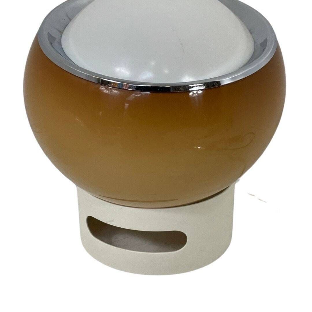 Guzzini   Lamp Model 'Clan'   Space Age Design, Italian Design, 70's   White Acrylic Base And Brown Shade photo buy