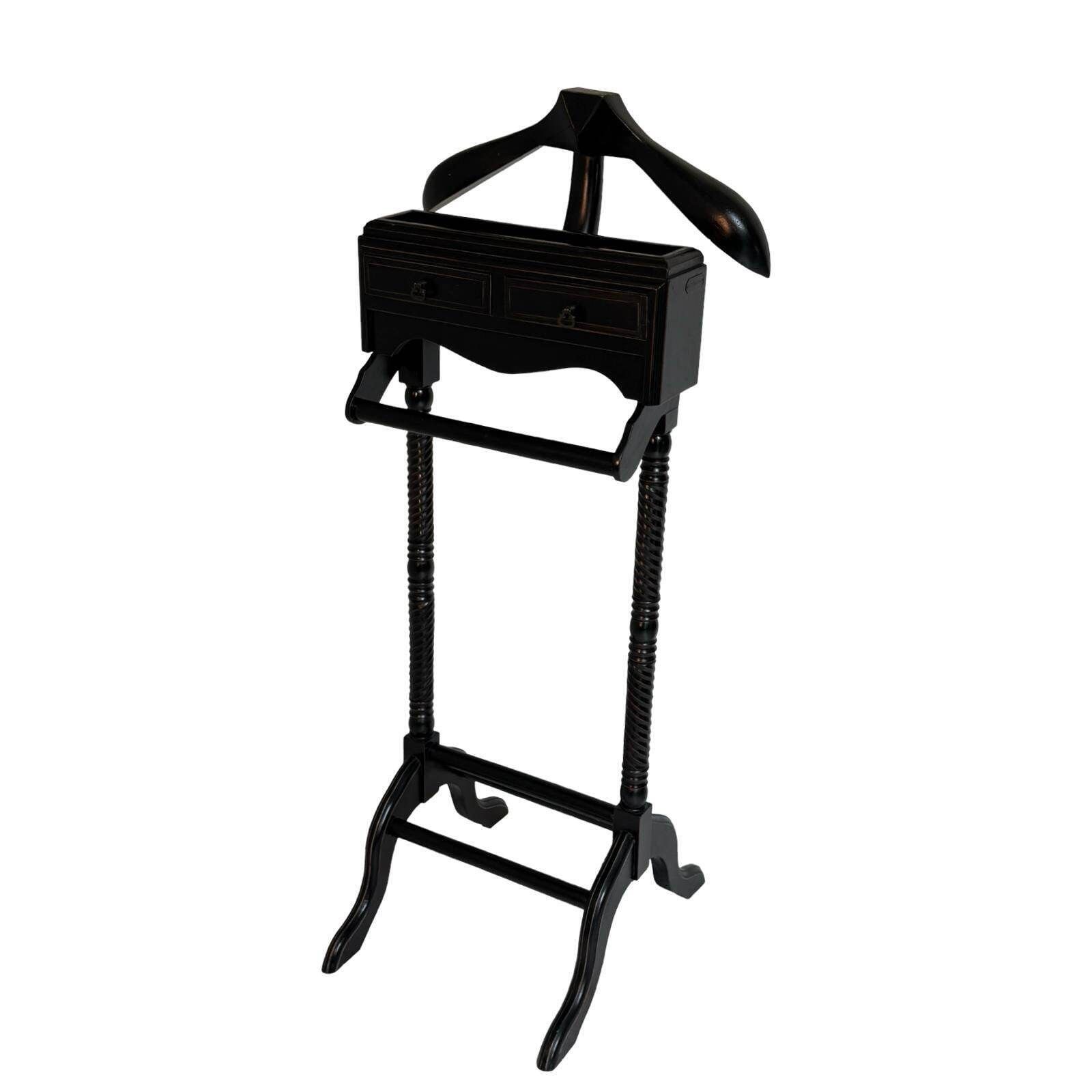 Dressboy / Valet Stand   Made In England   Two Drawers And Twisted Wooden Frame   Colonial Style   Black