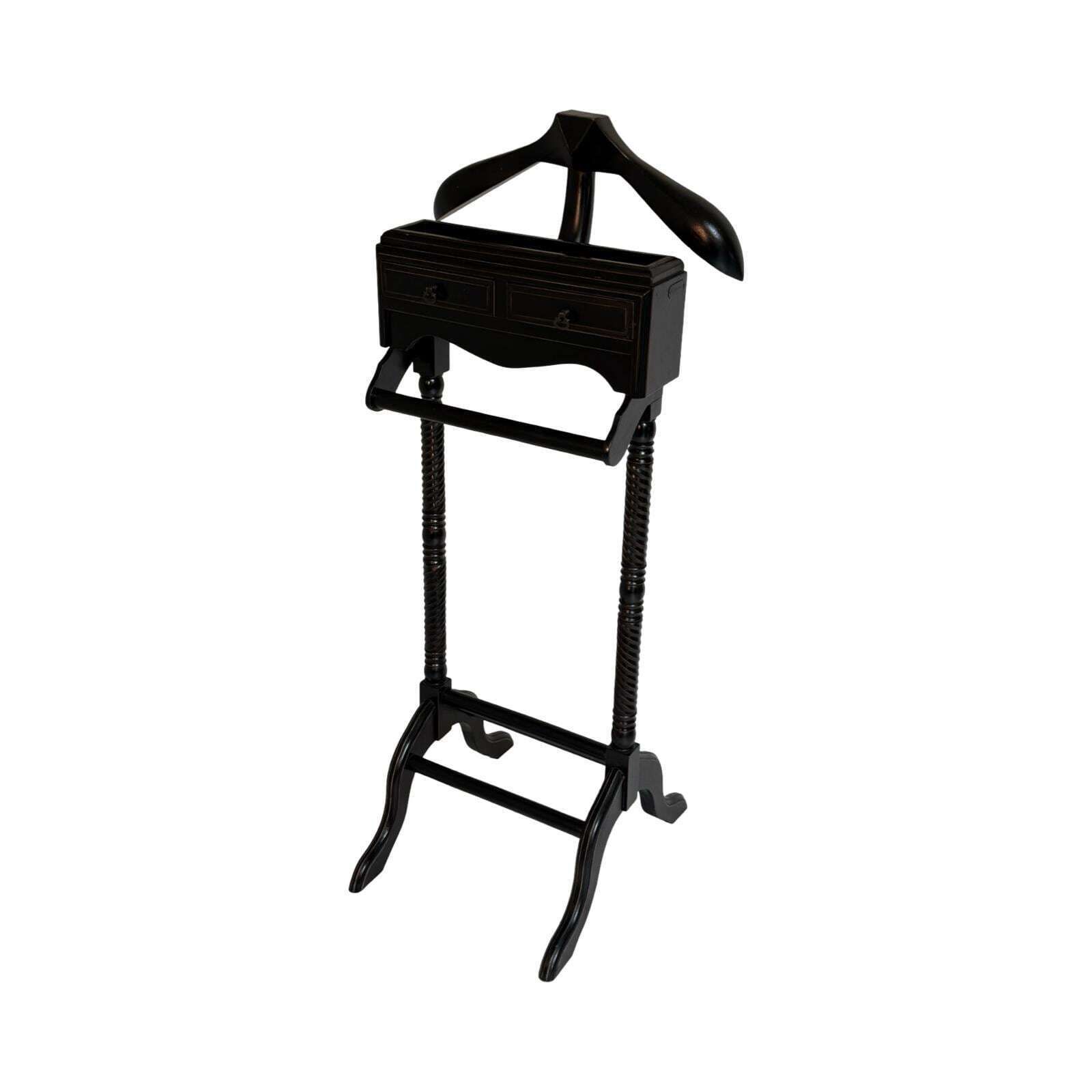 Dressboy / Valet Stand   Made In England   Two Drawers And Twisted Wooden Frame   Colonial Style   Black photo furniture