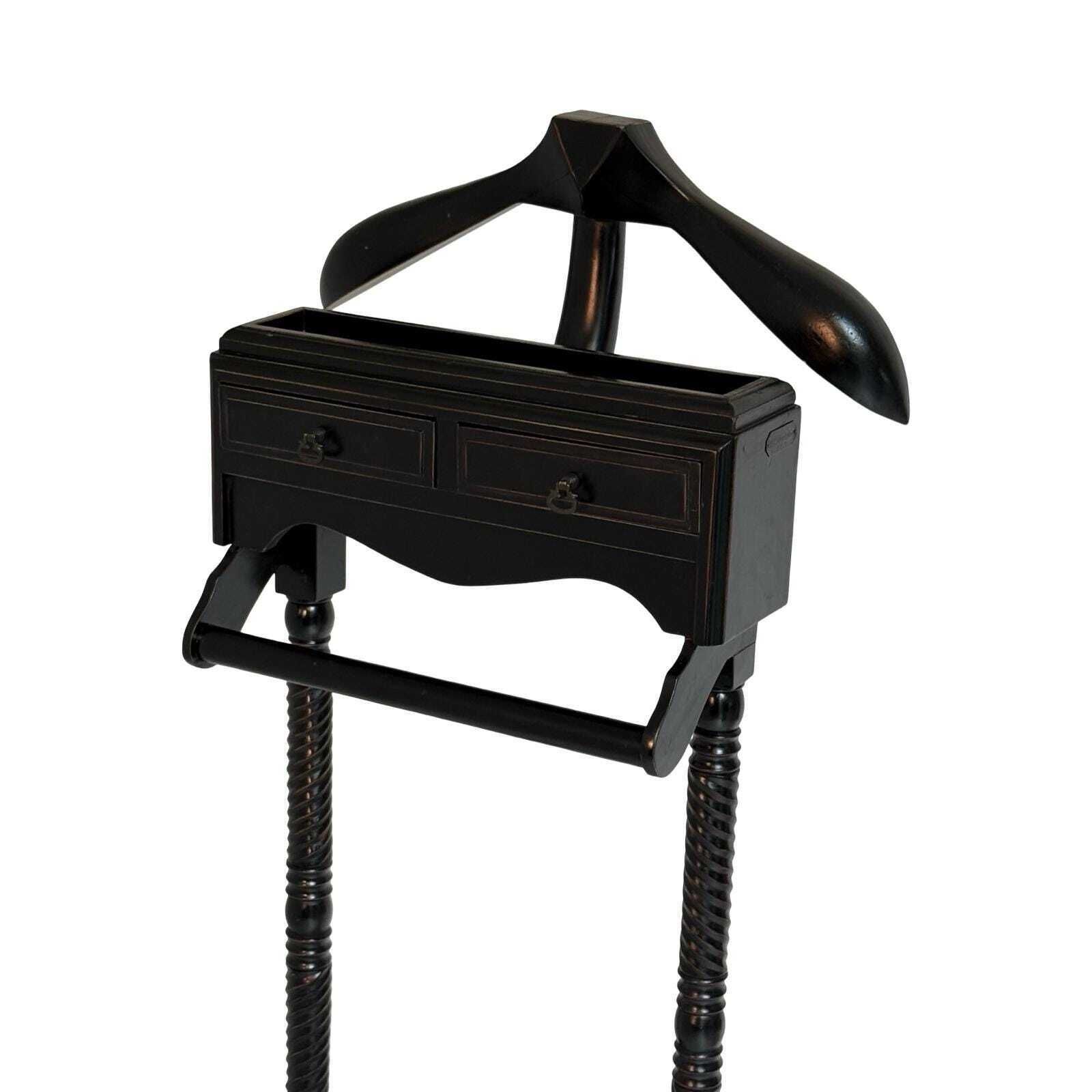 Dressboy / Valet Stand   Made In England   Two Drawers And Twisted Wooden Frame   Colonial Style   Black photo Furniture