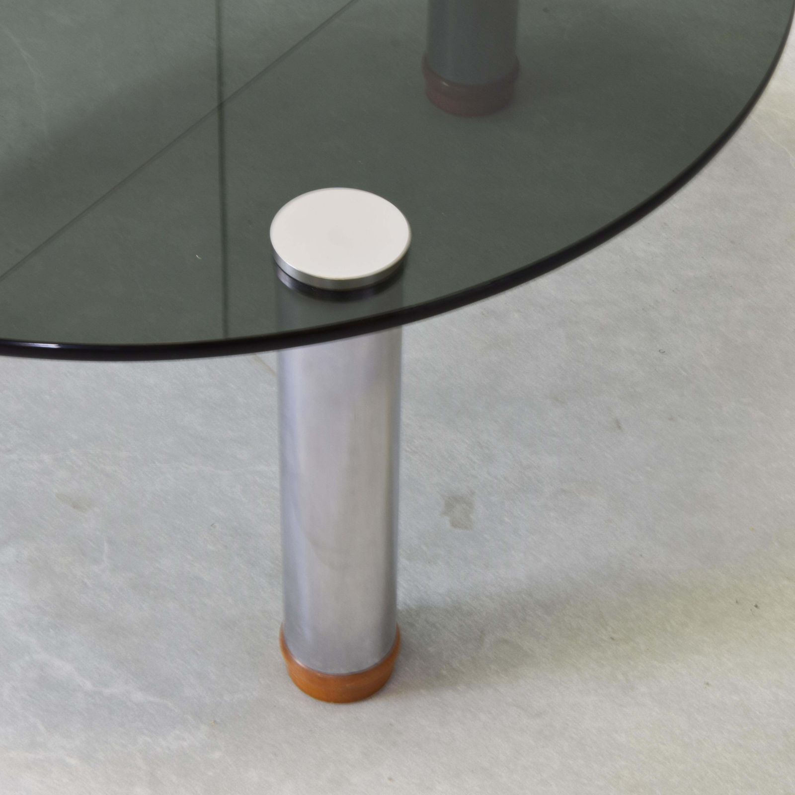 Marco Zanuso For Zanotta Marcuso Round Coffee Table Smoked Glass Steel 1970s photo 1291.0