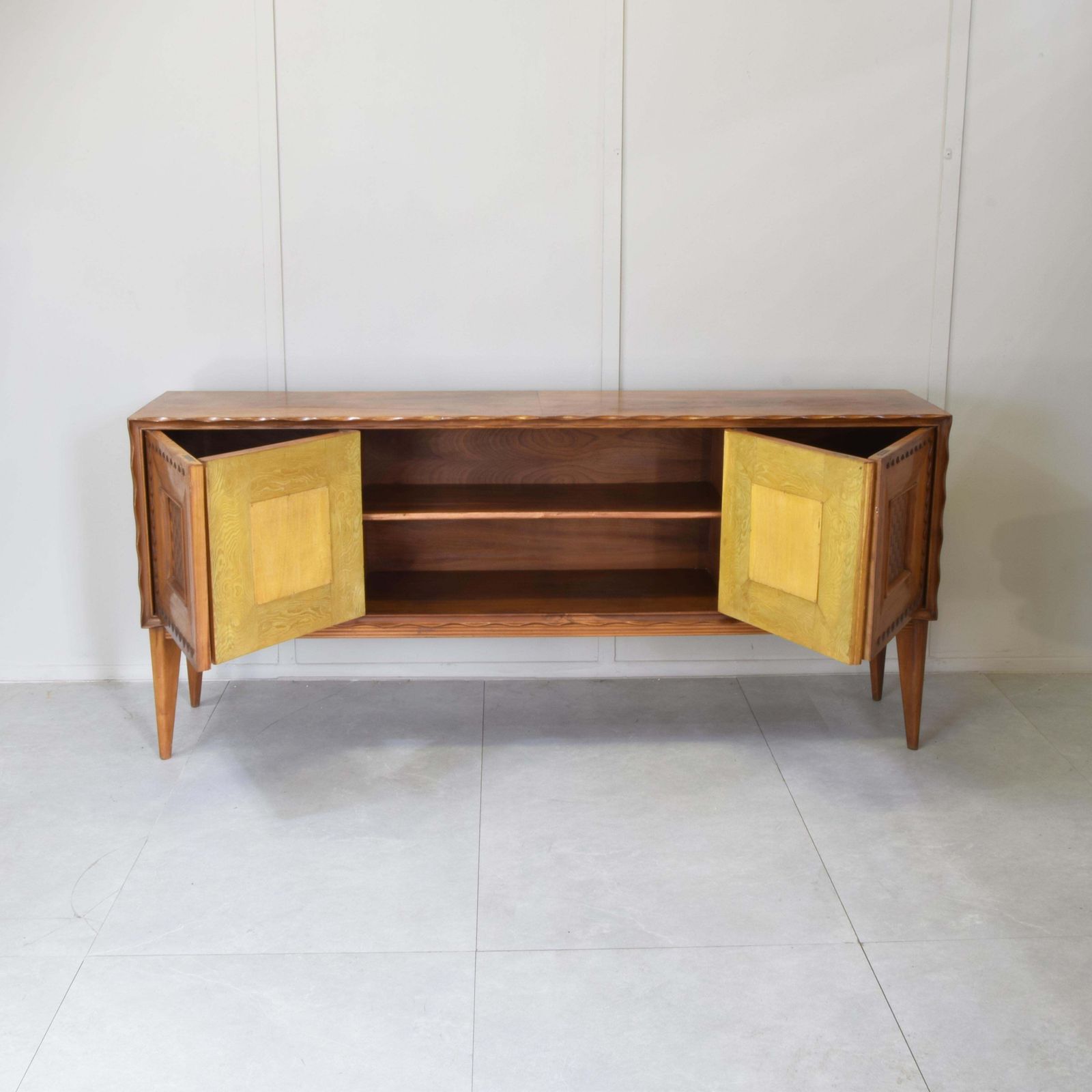 Paolo Buffa Fourdoor Walnut Credenza With Checkerboard Marquetry 1950s photo buy