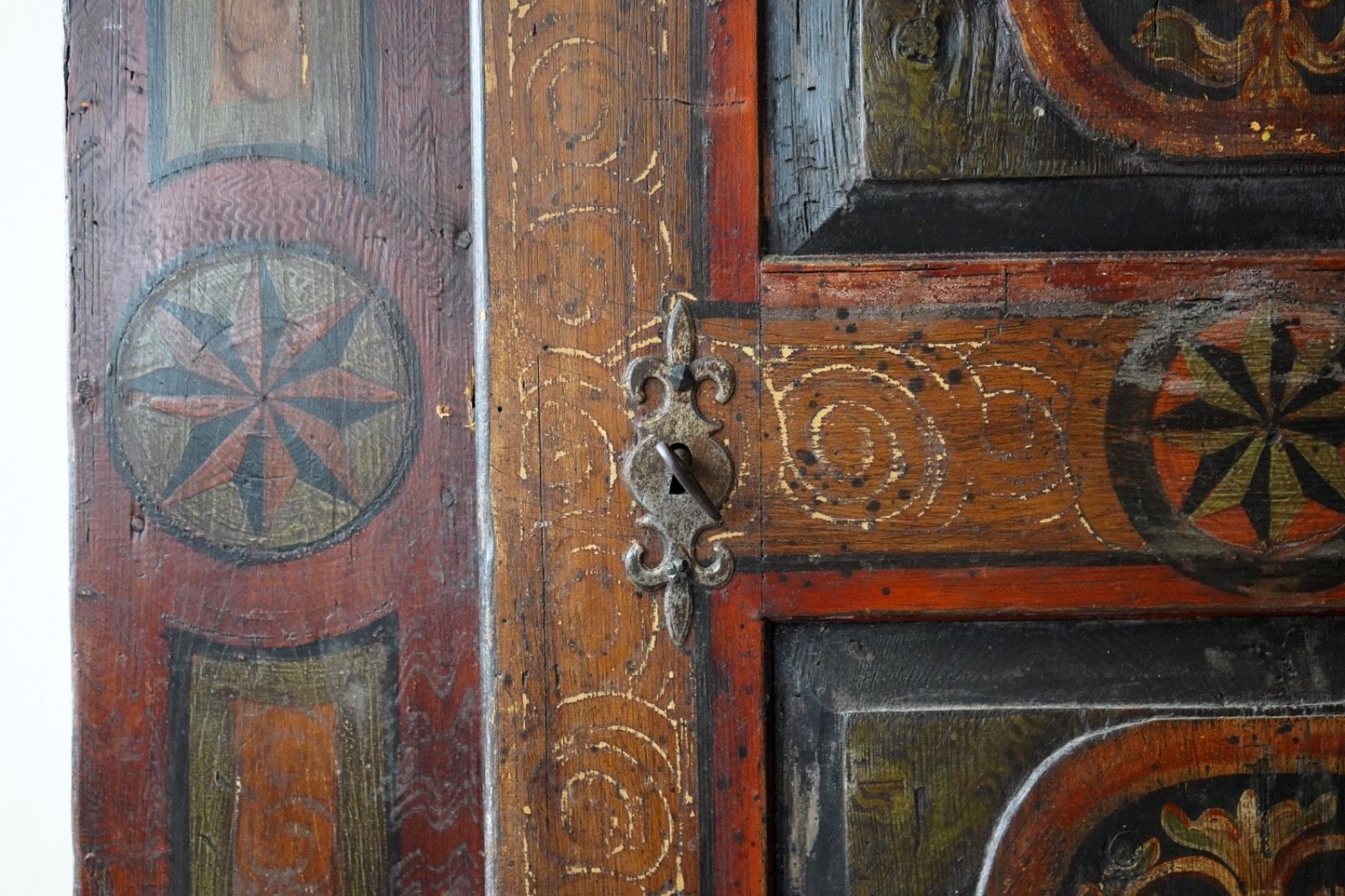 19th C. Painted Folk Art Bridal Cupboard, 1816 photo for sale