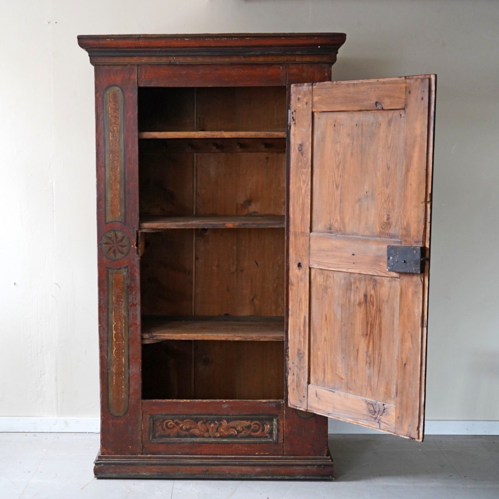 19th C. Painted Folk Art Bridal Cupboard, 1816 photo 1695.0