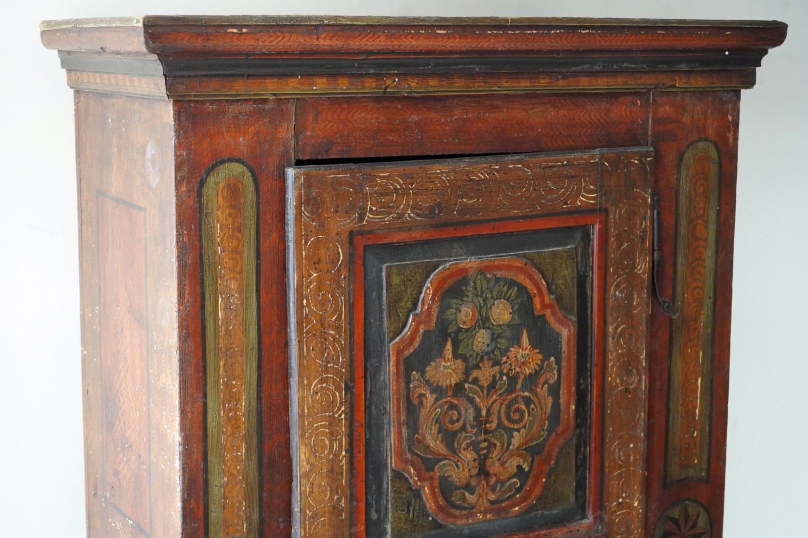 photo furniture 19th C. Painted Folk Art Bridal Cupboard, 1816