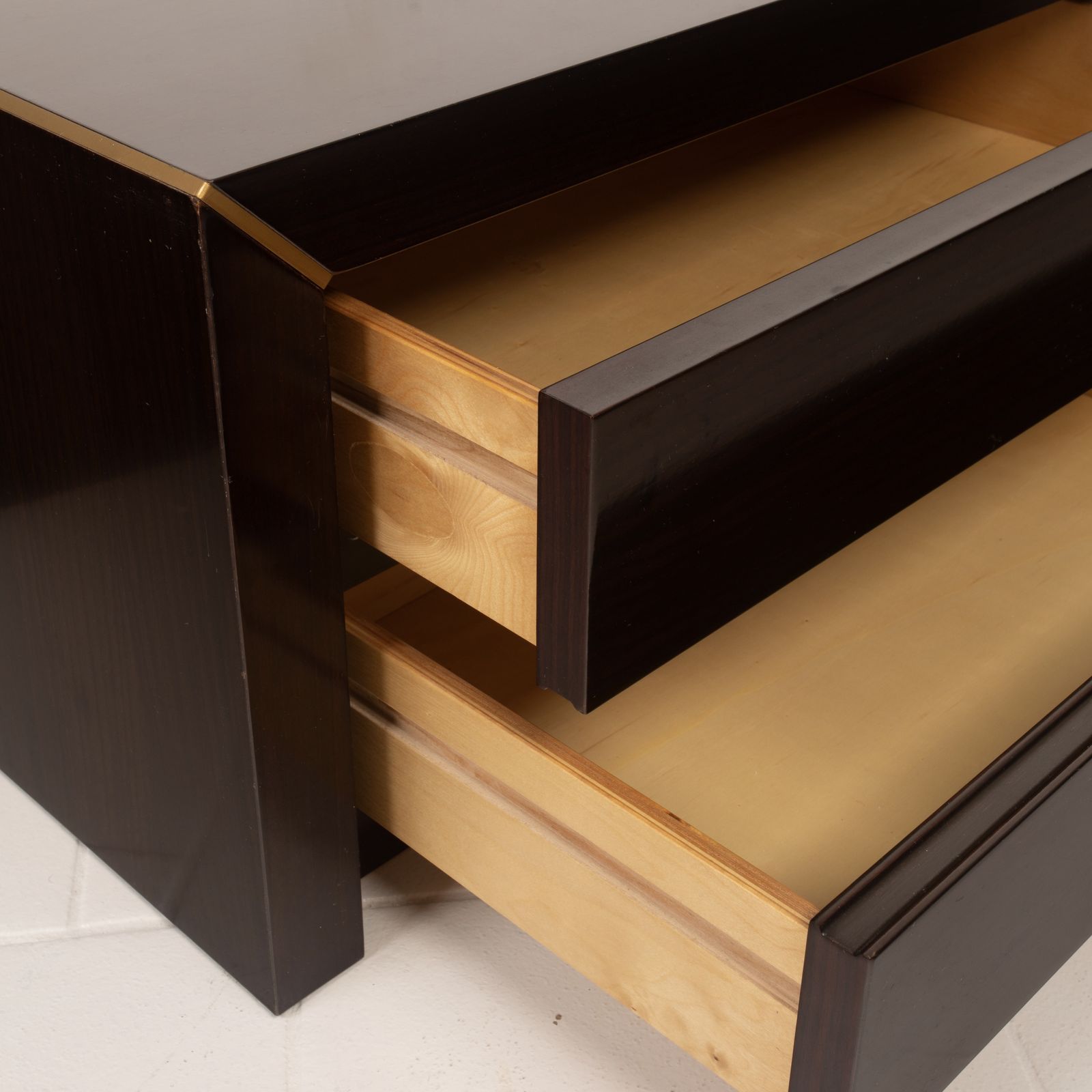 Pair Of African Rosewood And Brass Bedside Tables For Fratelli Turri photo furniture