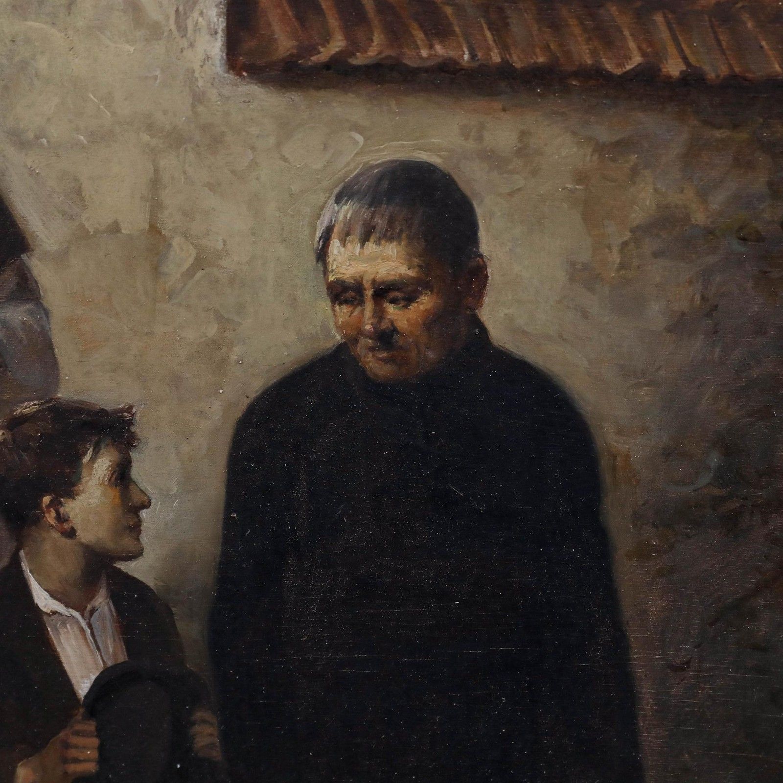Max Bruck After Adolf Lüben Framed 20th Century Oil, Calling For Supper photo vinterior