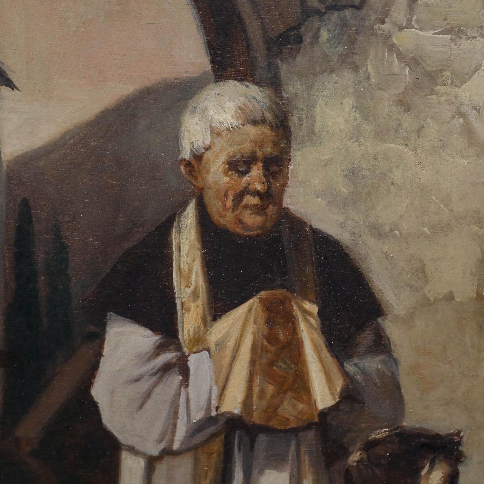 Max Bruck After Adolf Lüben Framed 20th Century Oil, Calling For Supper photo vintage