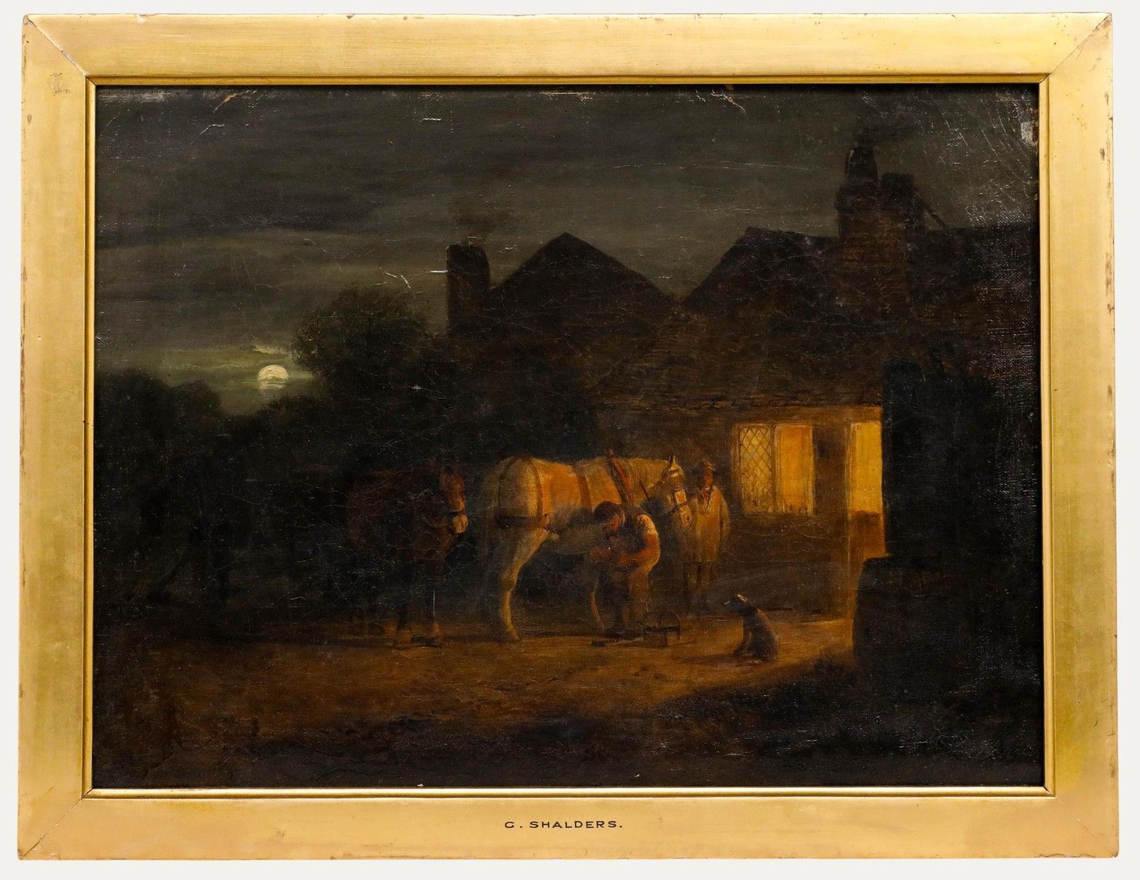 Attrib. George Shalders (1826 1873) Mid 19th Century Oil, The Smithy