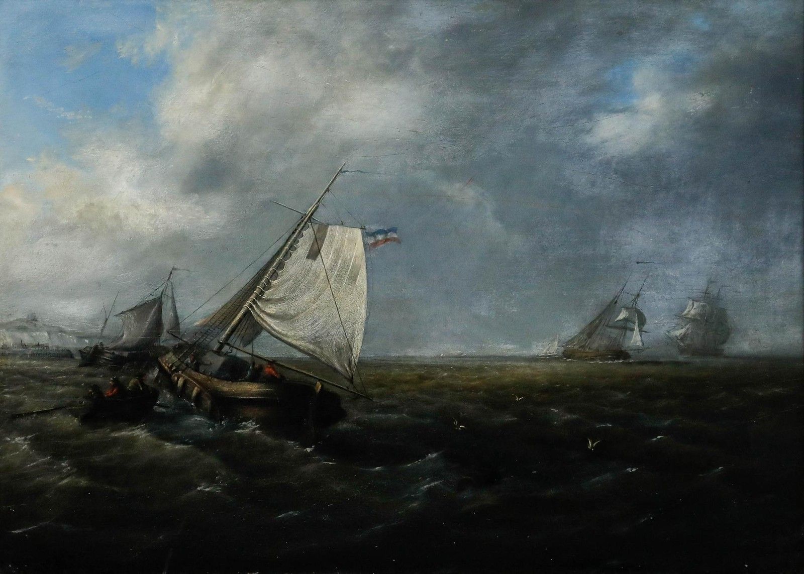 Attrib. James Wilson Carmichael (1800 1868) Framed Oil, Vessels Off A Coast photo furniture