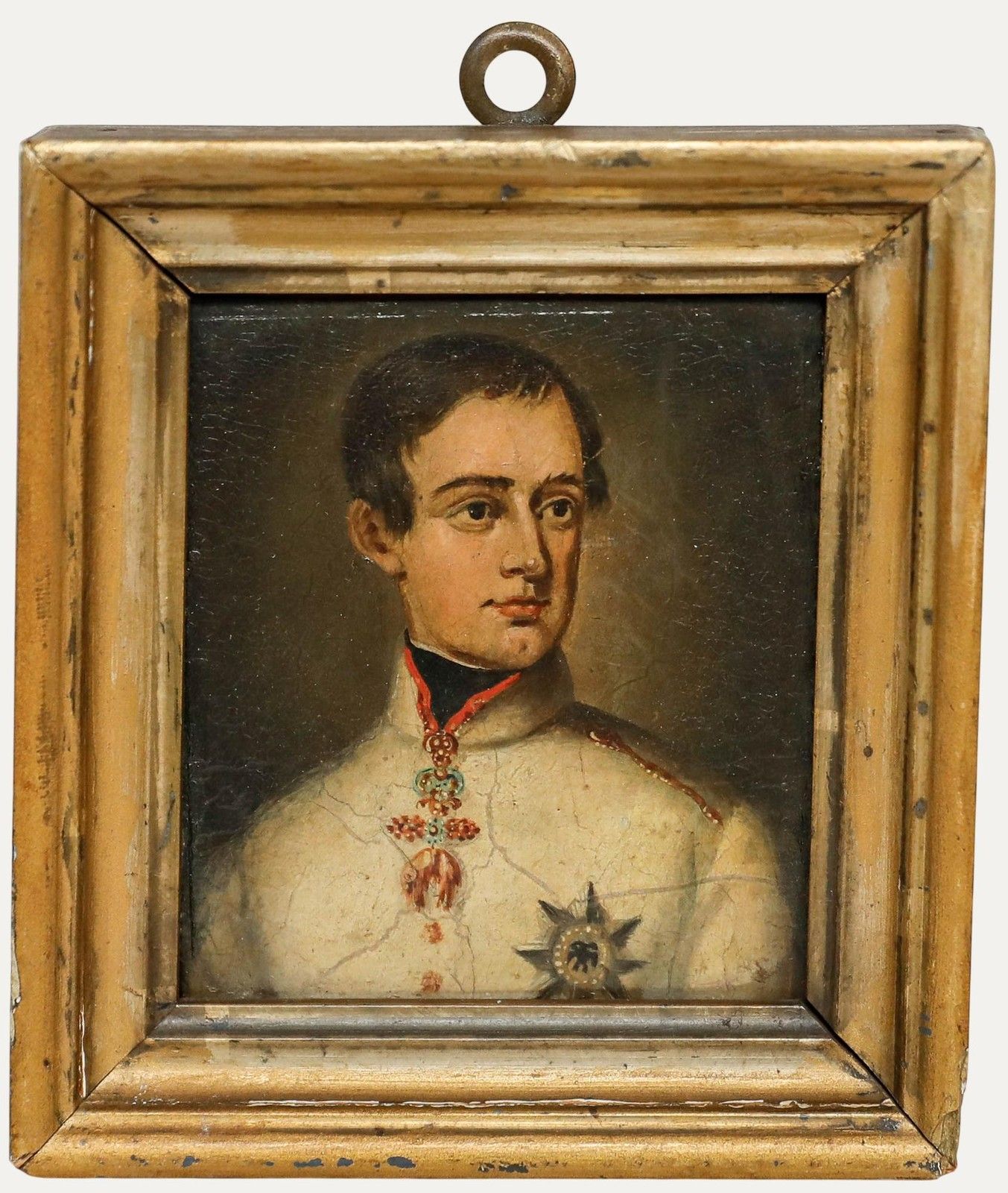 German School Miniature 19th Century Oil, Emperor Franz Joseph I