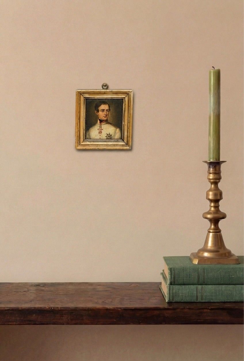German School Miniature 19th Century Oil, Emperor Franz Joseph I photo for sale