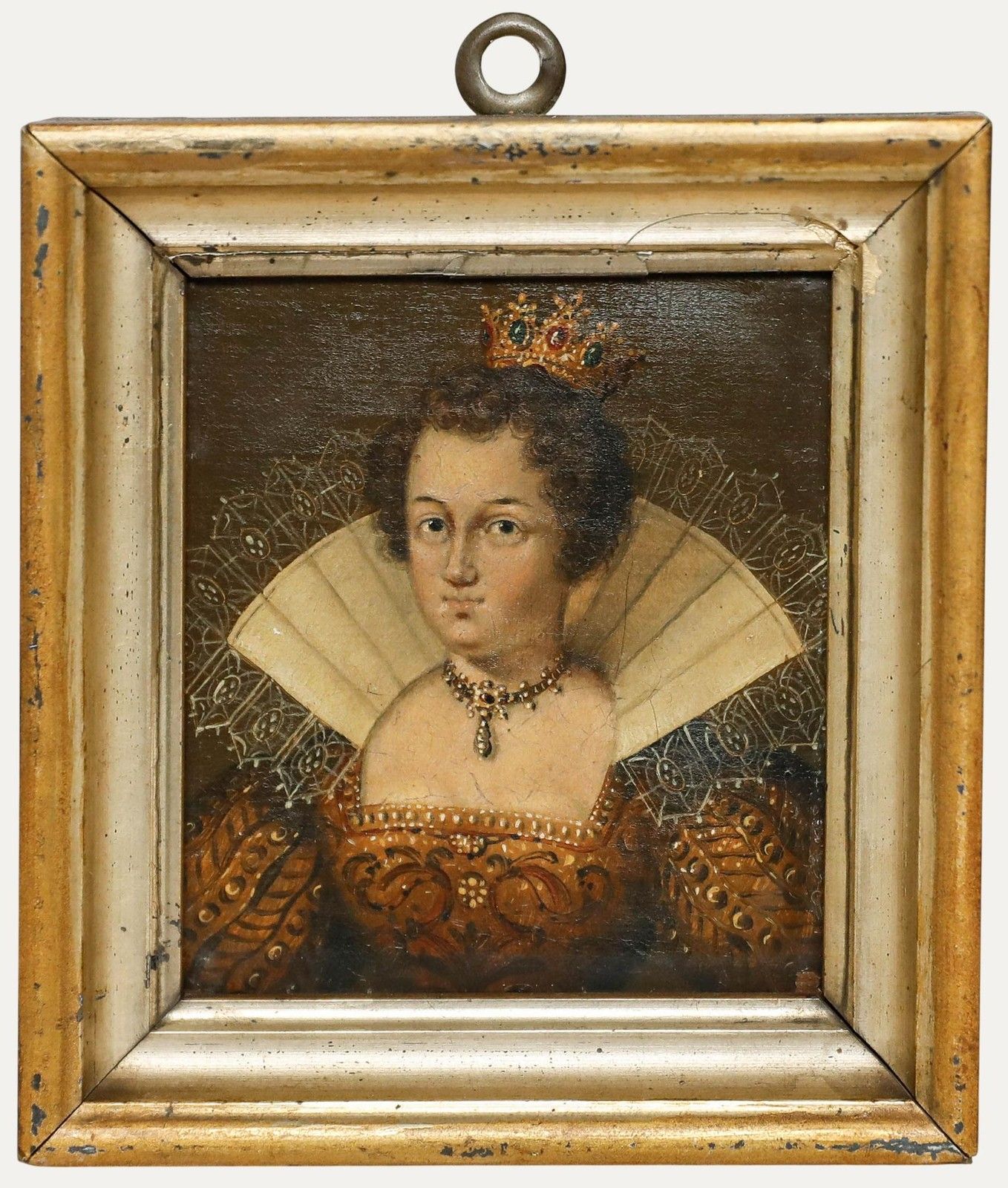 German School Miniature 19th Century Oil, Marie De' Medici