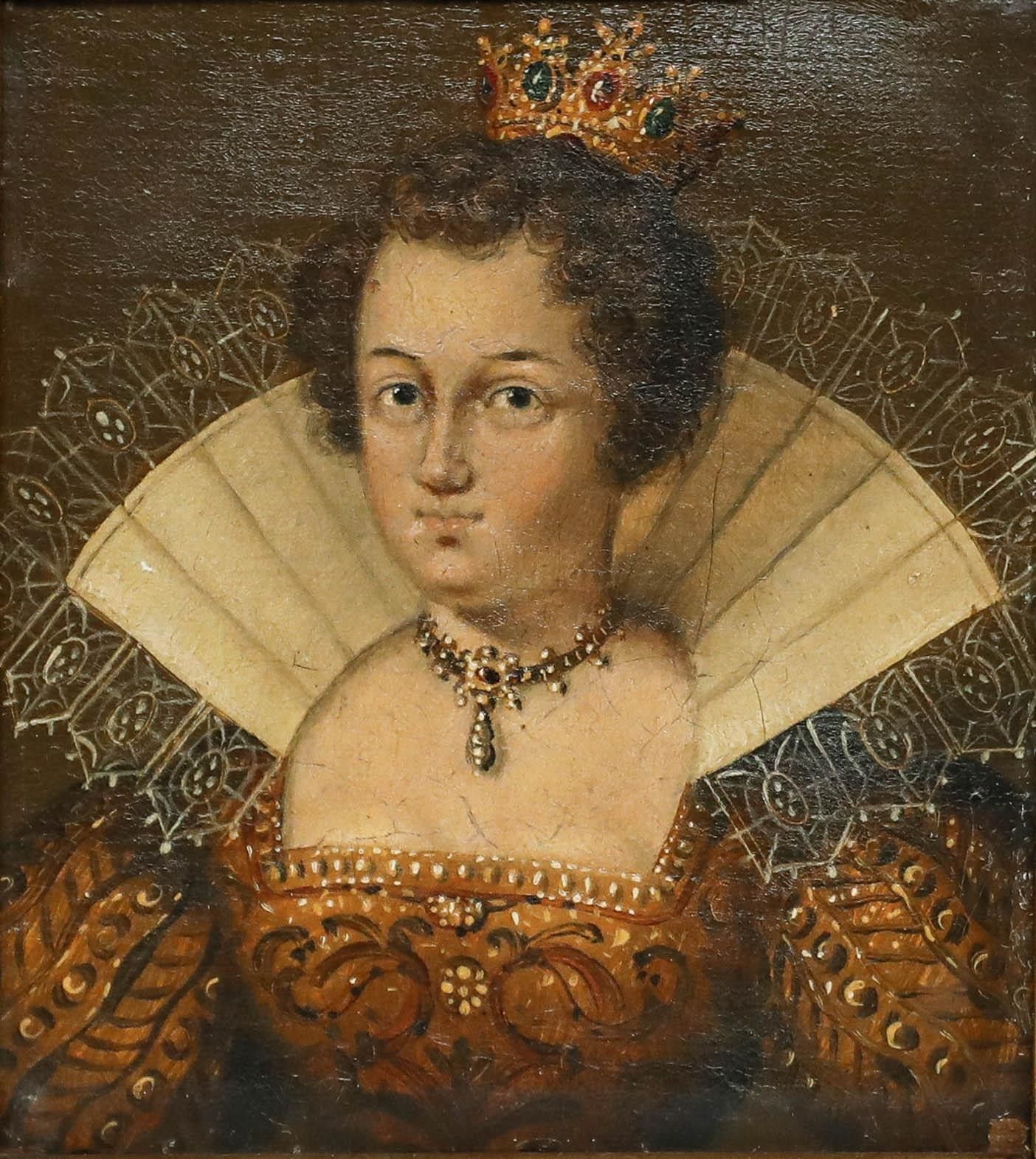 German School Miniature 19th Century Oil, Marie De' Medici photo furniture