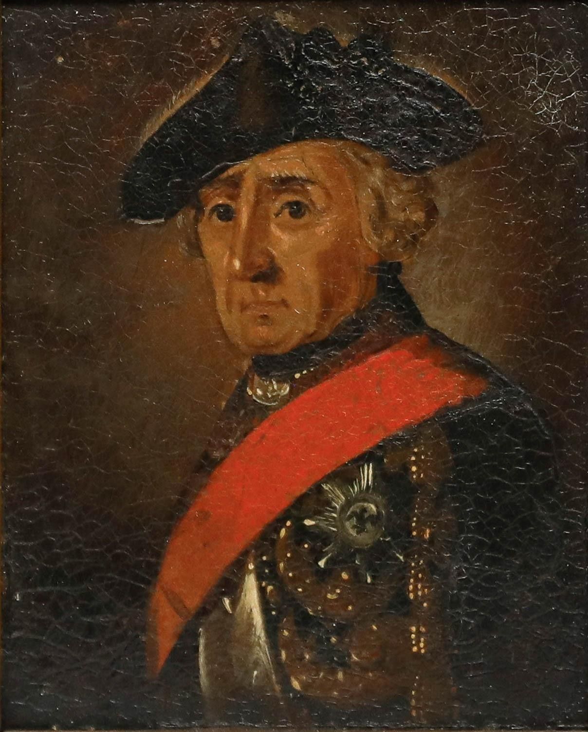 German School Miniature 19th Century Oil, Frederick The Great photo furniture