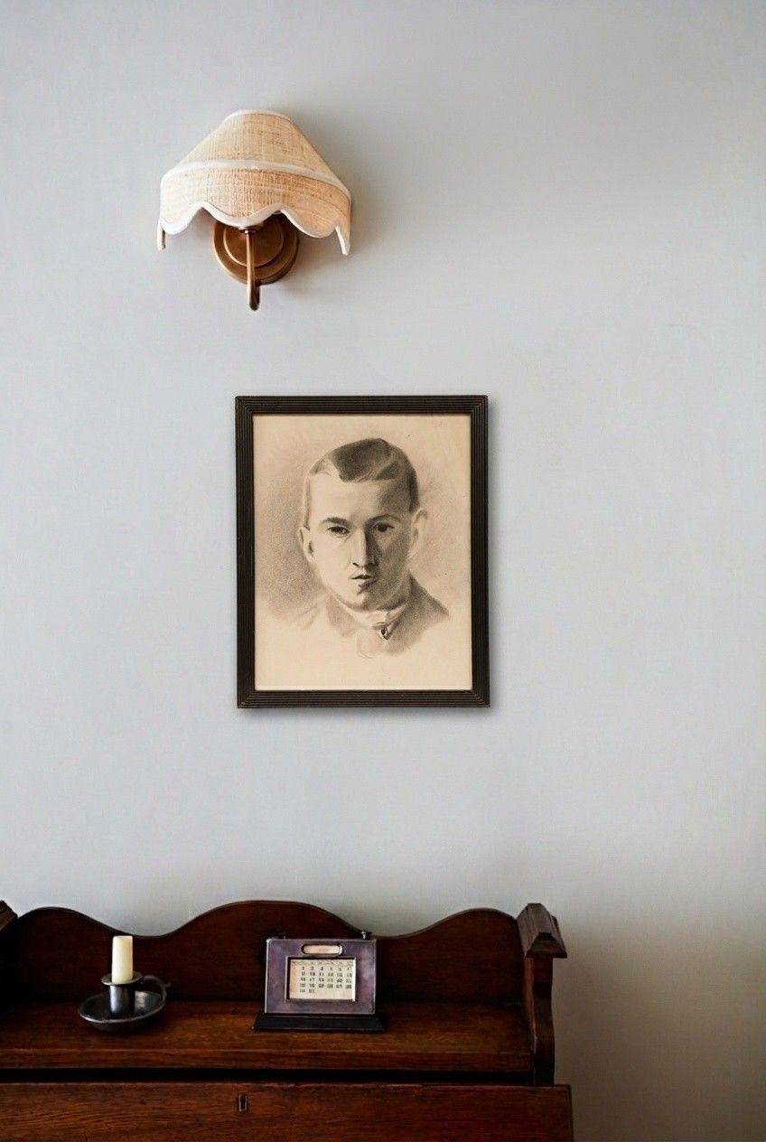 E. Gaubert Late 19th Century Charcoal Drawing, Portrait Of A Young Man photo for sale