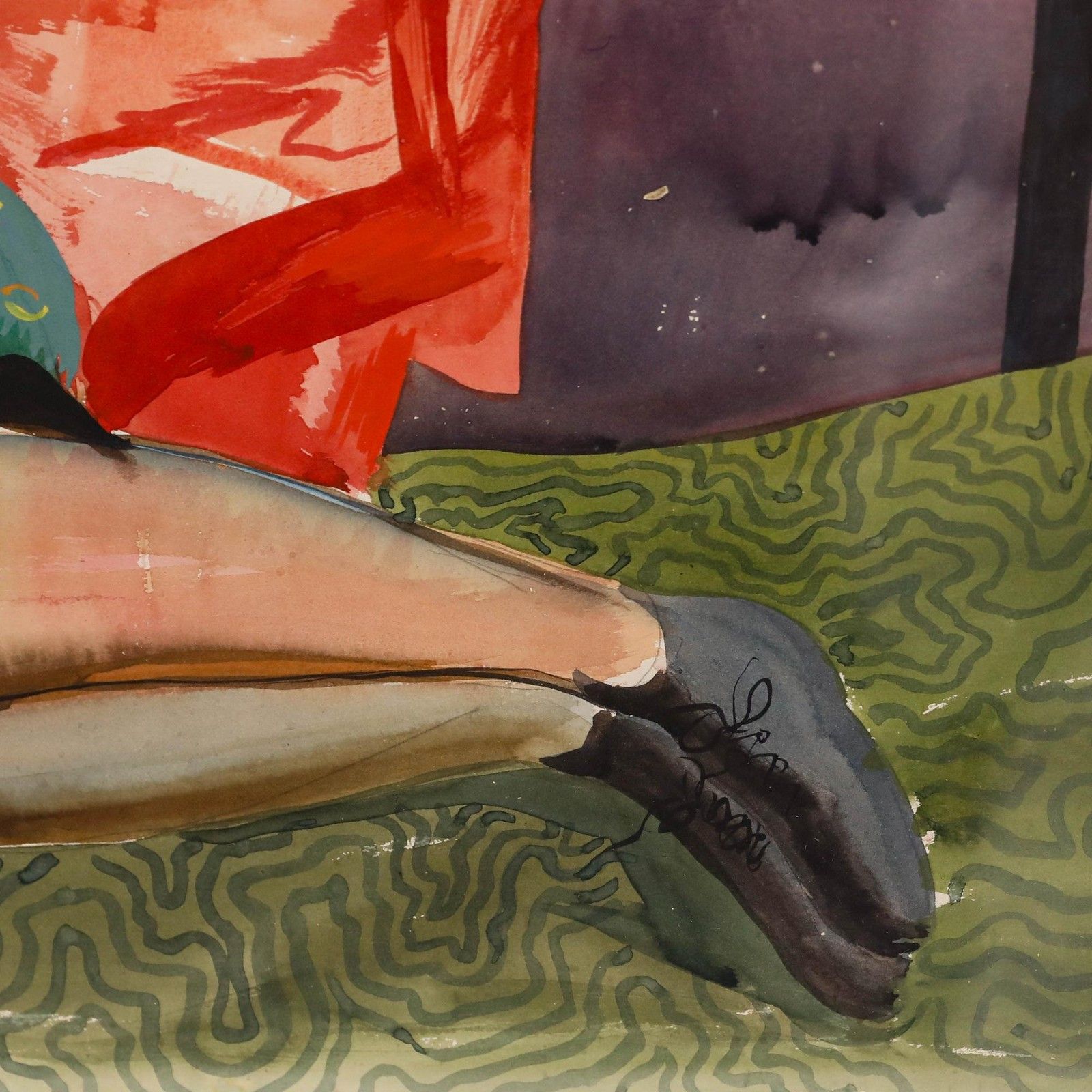 William Crosbie (1915 1999) Mid 20th Century Watercolour, Girl In Green Tunic photo for sale