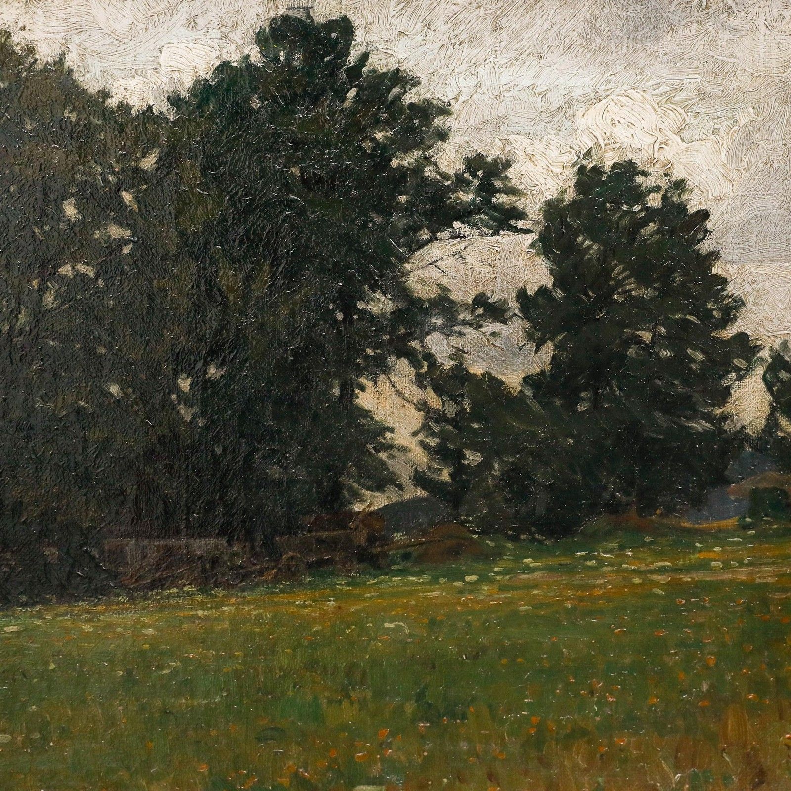 Framed Early 20th Century Oil Edge Of The Field photo 350.0