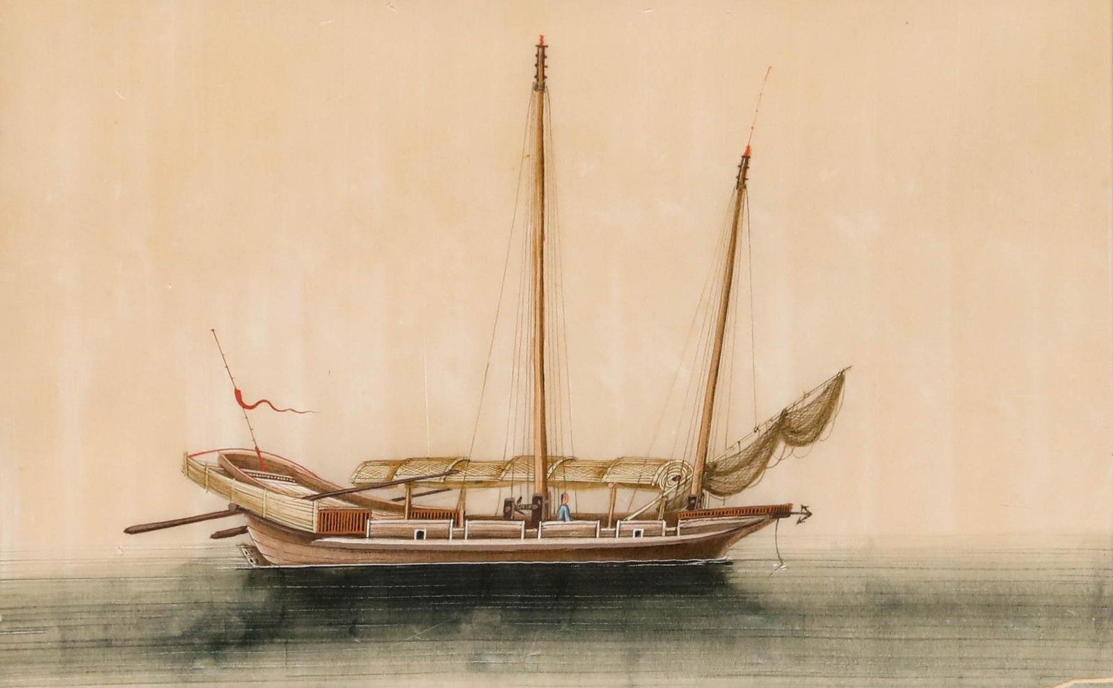 Chinese School 19th Century Watercolour Coastal Junk photo furniture