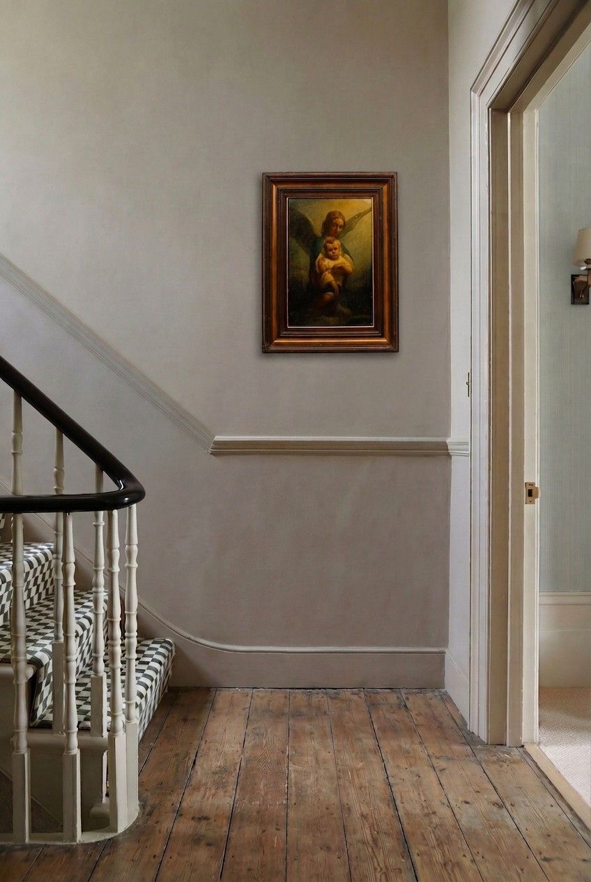 Fine 19th Century Oil The Guardian Angel photo for sale