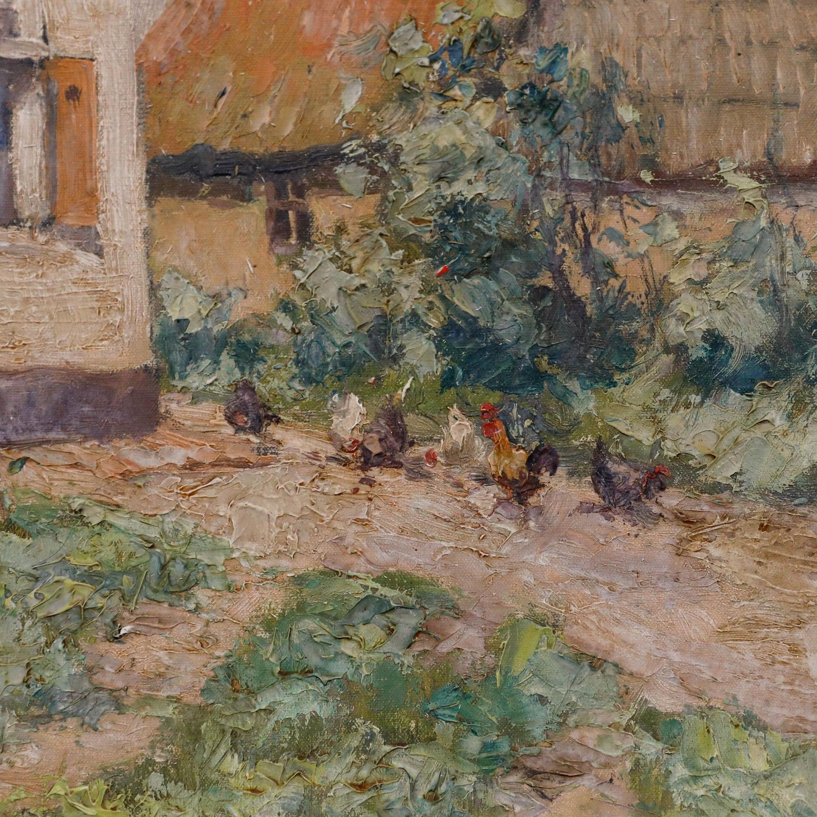 Victor Wagemaekers (1876 1953)  Belgian School Oil, Chickens In The Front Garden photo vinterior