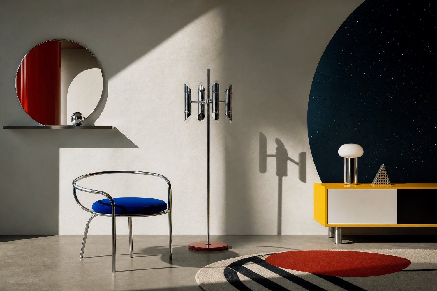 2592.0 Mid Century Italian Modern Space Age Chrome Floor Lamp, 1960s photo