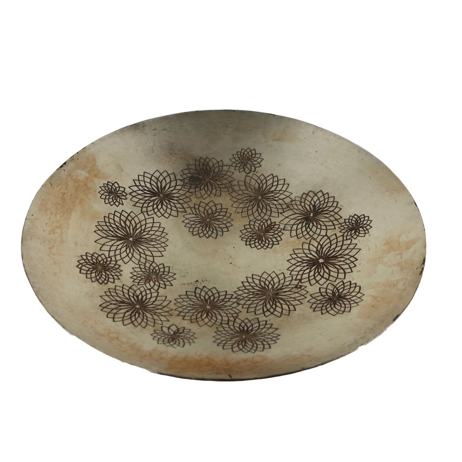 Assiette vintage en cuivre argenté, par M. Pinton, Italie, années 1960