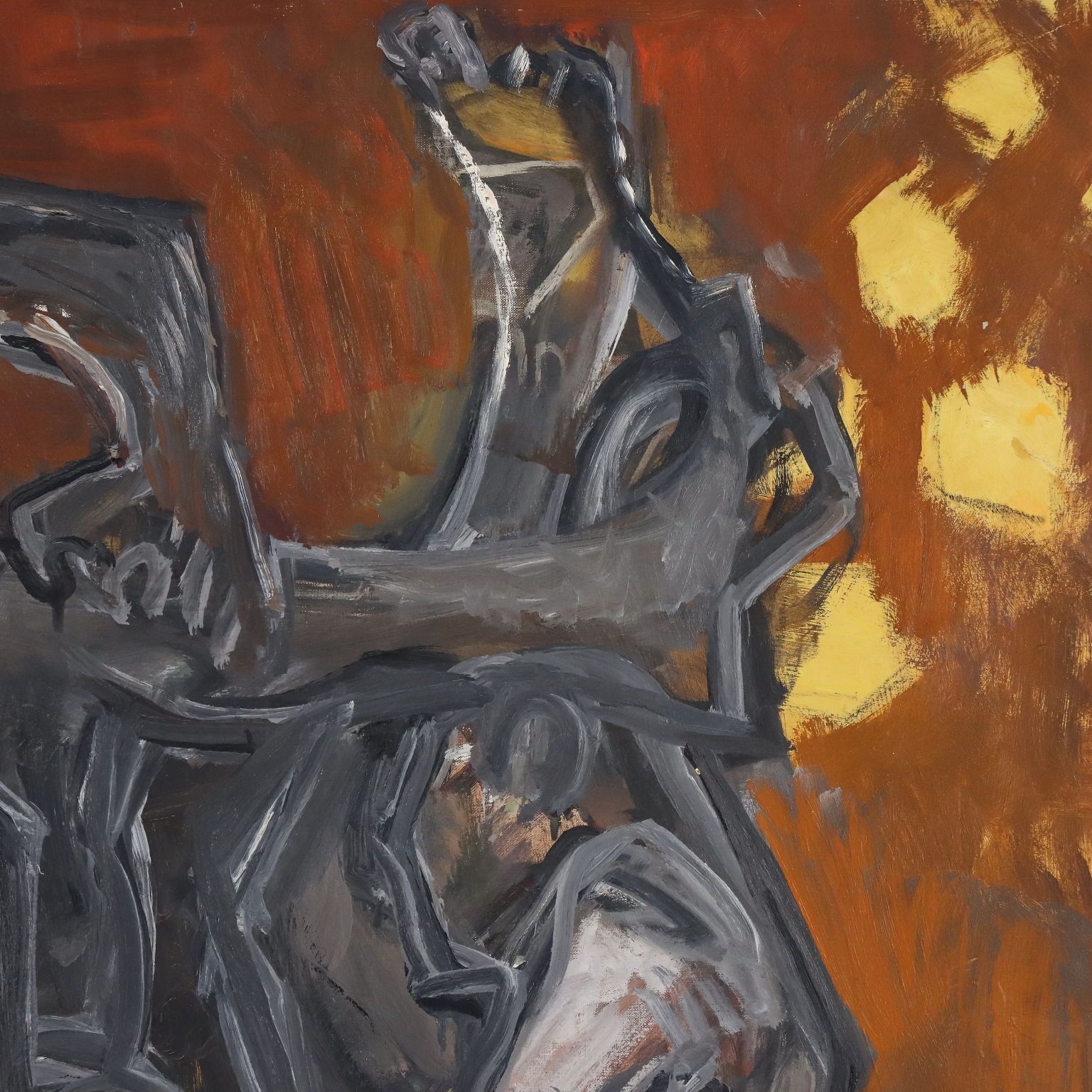 Peinture moderne signée Orazi, huile sur toile, Têtes Paysage, 1975 photo 620.0