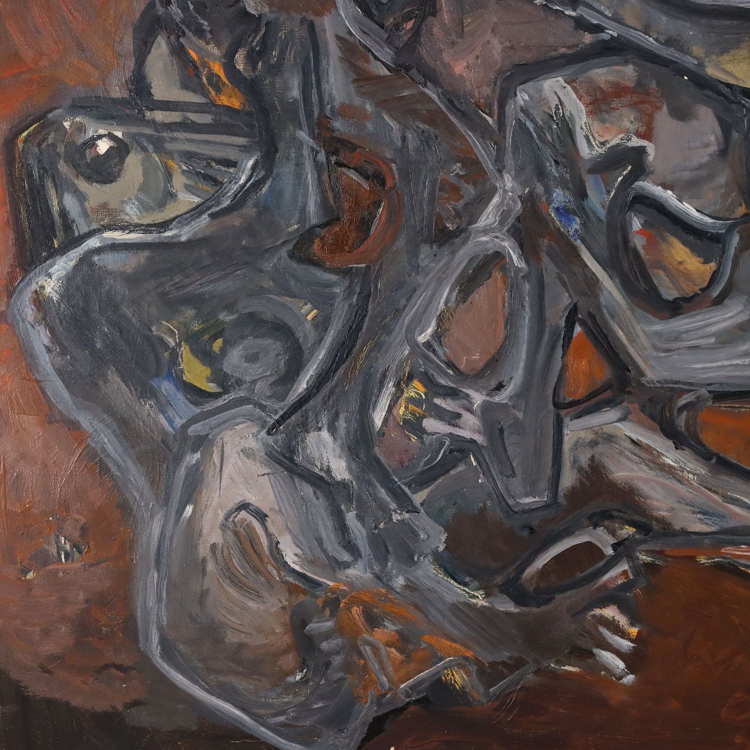 Peinture moderne signée Orazi, huile sur toile, Têtes Paysage, 1975 photo buy