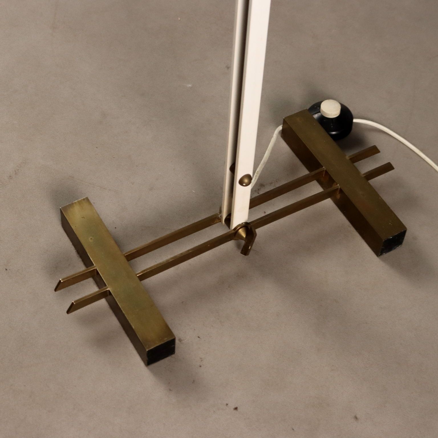 Lighting Vintage Floor Lamp Brass Enamelled Metal Design Italy 1960s photo