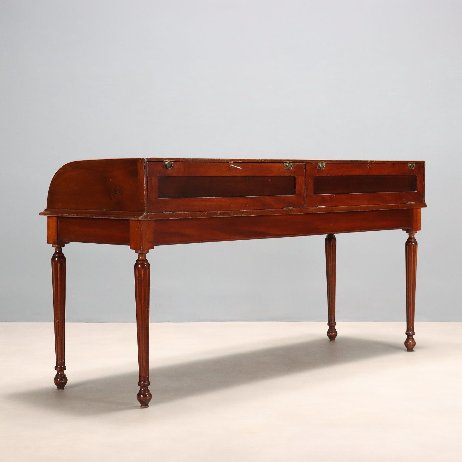 photo for sale Antique Showcase Cabinet Walnut Glass Top Italy XIX Century