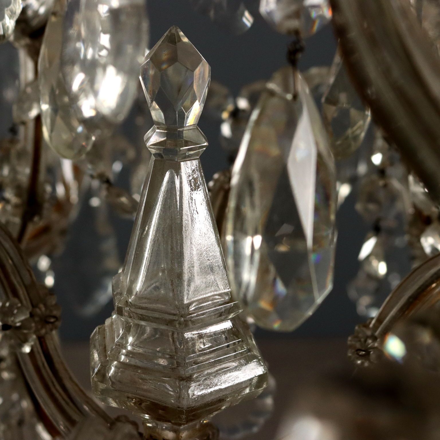 Antique Chandelier Maria Theresa 18 Lights Glass Italy XIX Century photo Lighting