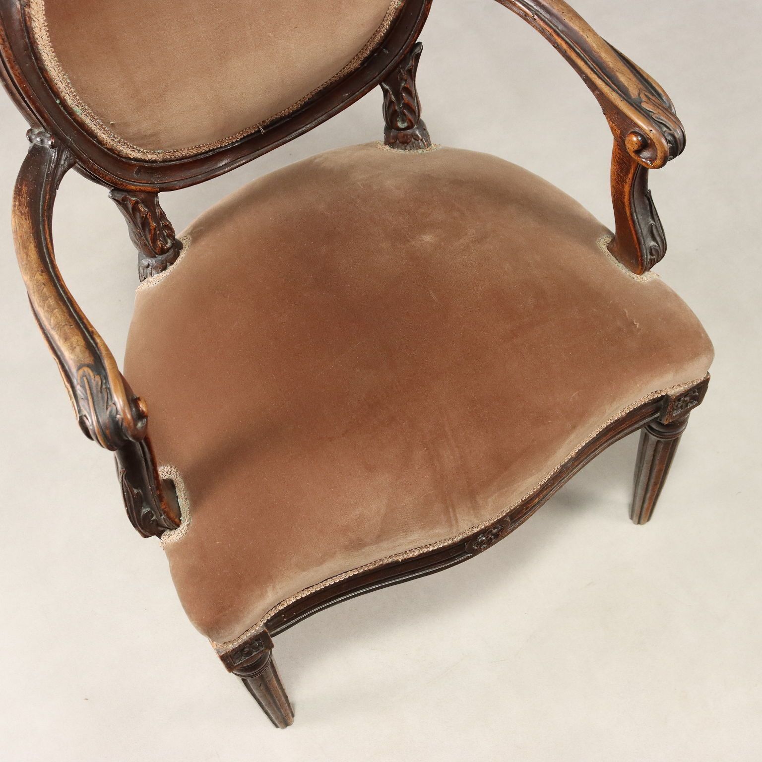 Armchair Neoclassical Style Walnut Fabric Italy XVIII Century photo vinterior