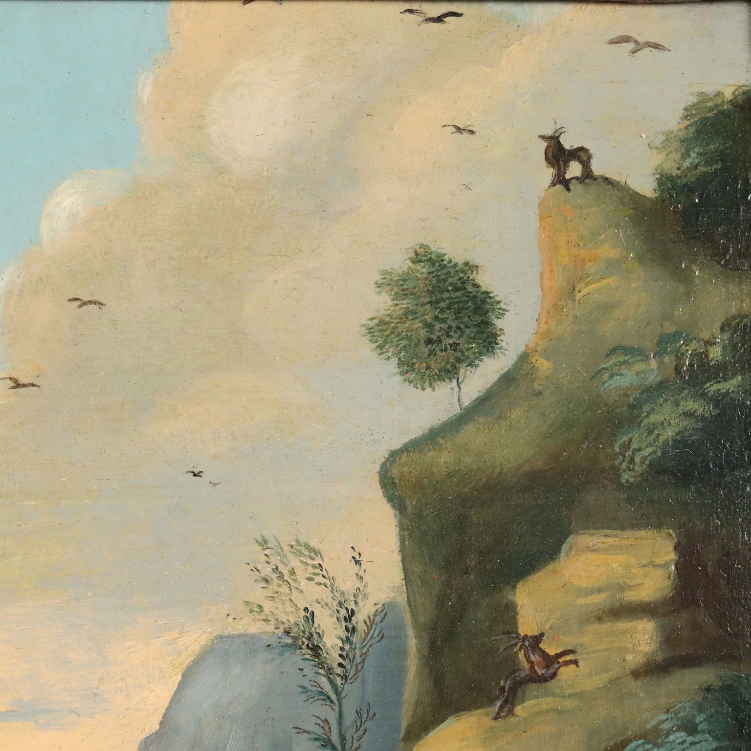 Art Tableau d'époque, Orphée charmant les animaux, huile sur panneau, XVIIIe siècle photo