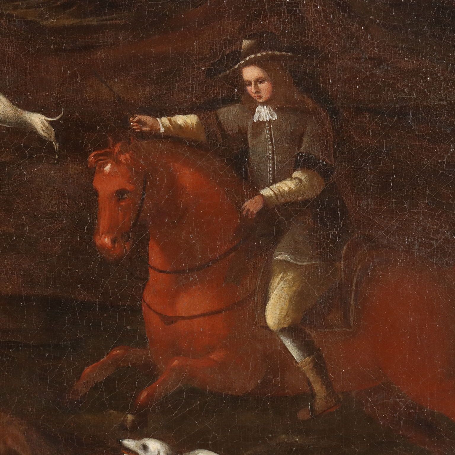 Tableau d'époque, scène de chasse, huile sur toile, Italie, XVIIIe siècle photo buy