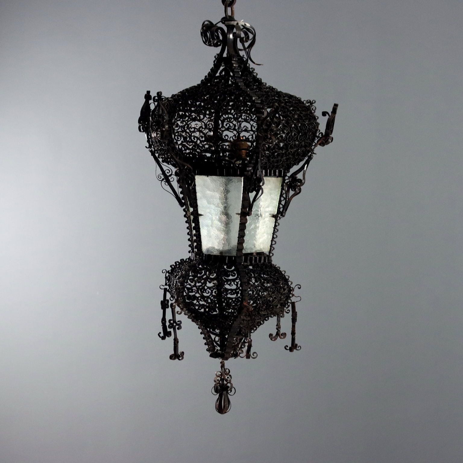 Antique Chandelier Iron Metal Italy XX Century photo for sale