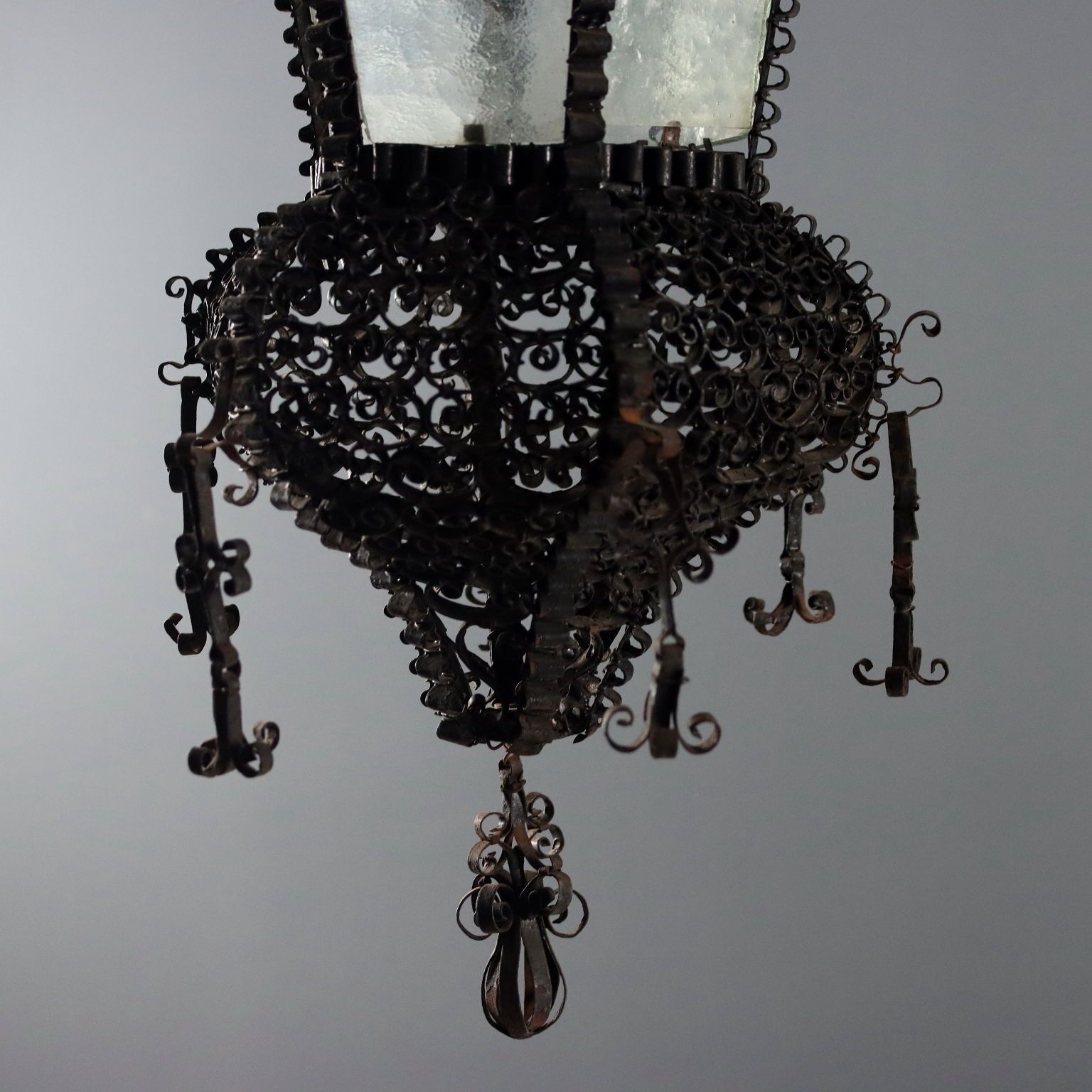 Antique Chandelier Iron Metal Italy XX Century photo vinterior