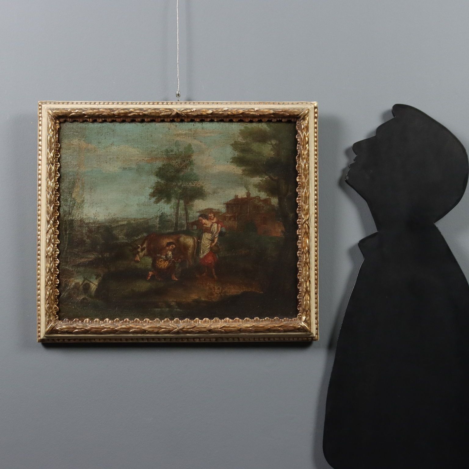 Antique Painting Landscape With Figures Oil On Canvas '700 photo furniture